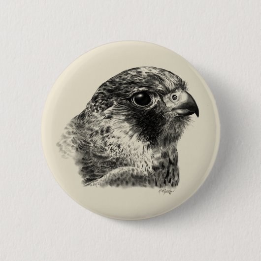 Lanner Falcon Tekening Ronde Button 5,7 Cm (Voorkant)