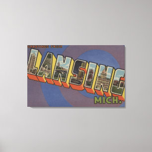 Lansing, Michigan - Large Letter Scenes 2 Canvas Afdruk