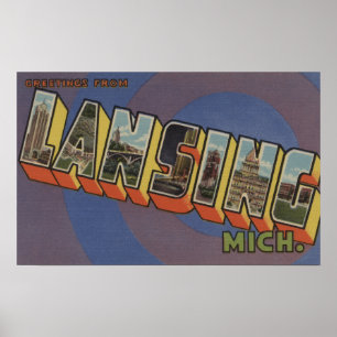 Lansing, Michigan - Large Letter Scenes 2 Poster