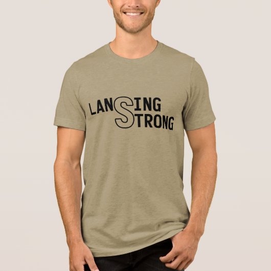 LANSING STRONG / ORKAAN HELENE (zwart ontwerp) Tri-Blend Shirt (Voorkant)