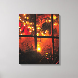 Lantaarn bij nacht canvas afdruk