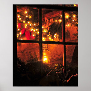 Lantaarn bij nacht poster