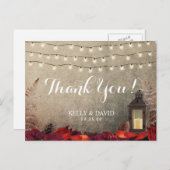  Lantaarn & Bladeren Fall Wedding Dank u Briefkaart (Voorkant / Achterkant)