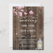 Lantaarn Cherry Blossom Floral Barn Wedding Kaart (Voorkant)