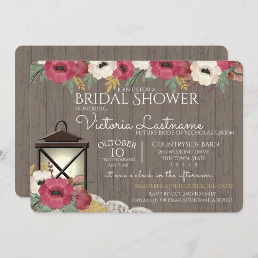 Lantaarn en bloemen Bourgogne Vrijgezellenfeest Kaart (Voorkant / Achterkant)