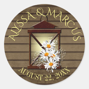 Lantaarn en rustieke schuur hout ronde sticker