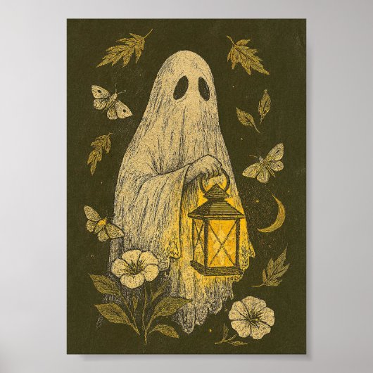 Lantaarn Ghost Halloween Boho Poster (Voorkant)