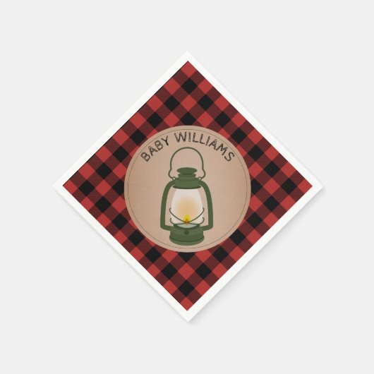 Lantaarn Lumberjack Plaid Baby shower servetten (Hoek)