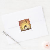  Lantaarn met Fireflies Wedding Monogram Vierkante Sticker (Envelop)