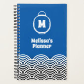 Lantaarn Monogram en Japans Golfpatroon Planner (Voorkant)