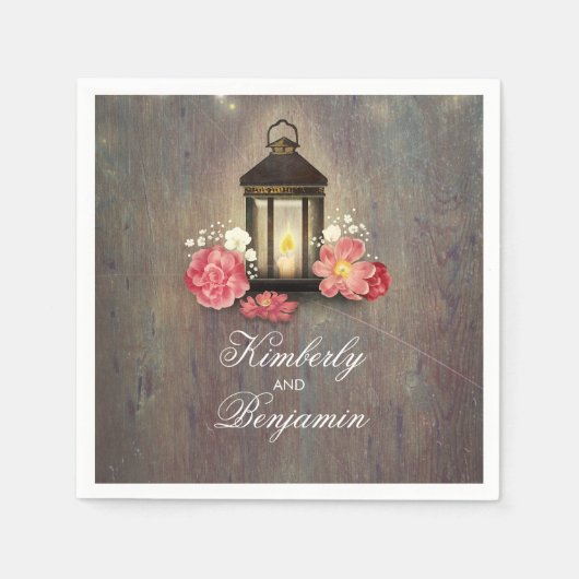  Lantaarn Rustic Barn Wood Wedding Servet (Voorkant)