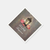  Lantaarn Rustic Barn Wood Wedding Servet (Hoek)