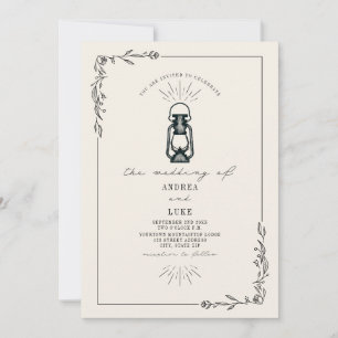 Lantaarn Rustic Botanical Wedding Kaart