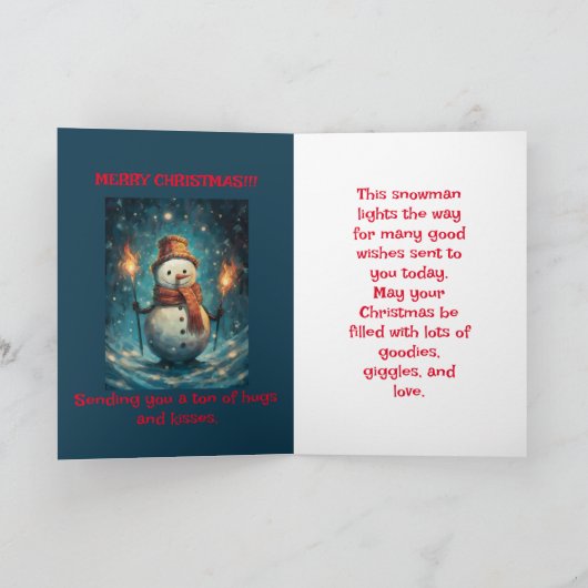 LANTAARN SNEEUWMAN KLEINZOON KERSTKAART BEDANKKAART (Binnen)