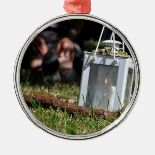 Lantaarn van licht metalen ornament