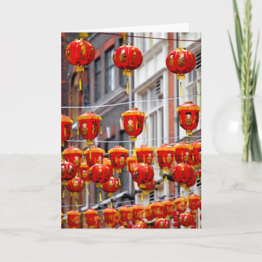 Lantaarns in Chinatown, het Wenskaart van Londen Feestdagen Kaart (Voorkant)