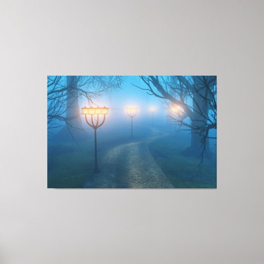 Lantaarns in de Fog Canvas Print (Voorkant)
