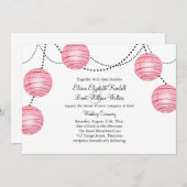 Lantaarns in de uitnodiging voor het roze huwelijk (Voorkant / Achterkant)