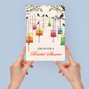 Lantaarns Kersenboom Vogels Floral Vrijgezellenfee Kaart