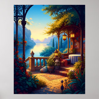 Lantaarns op het Lichtgevende Terras Poster