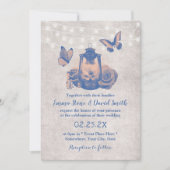 Lantaarnvlinder en bloemen Rustic Wedding Kaart (Voorkant)