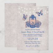 Lantaarnvlinder en bloemen Rustic Wedding Kaart (Voorkant / Achterkant)