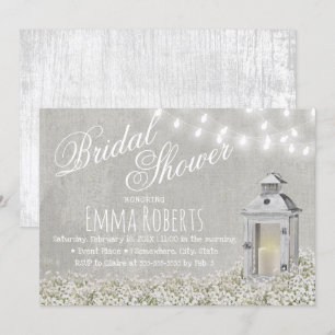 Lantern & Baby's Breath Rustic Vrijgezellenfeest Kaart
