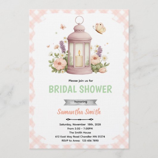 Lantern Bridal Shower Invitation (Devant)