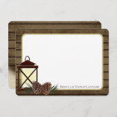 Lantern en Pine Rustic Dank u Bedankkaart (Voorkant / Achterkant)
