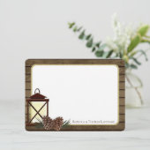 Lantern en Pine Rustic Dank u Bedankkaart (Staand voorkant)