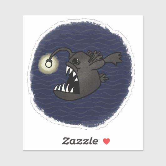 Lantern Fish Comic Book Style Sticker (Vel)