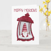 Lantern Gnome kerstKaart Kaart (Gele Bloem)