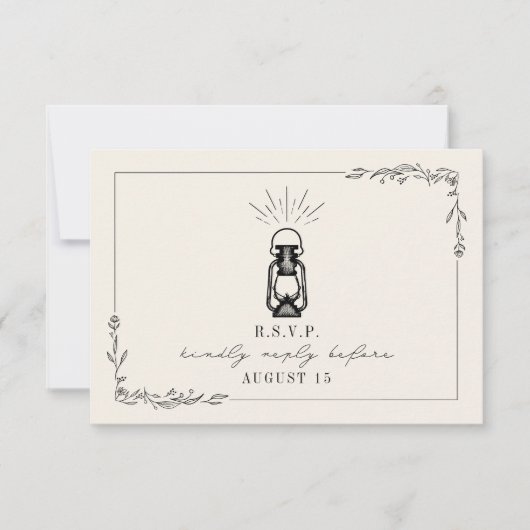  Lantern Rustic Wedding RSVP-kaart RSVP Kaartje (Voorkant)