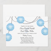 Lantern Wedding Invitation in Blue Kaart (Voorkant / Achterkant)