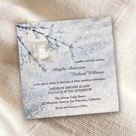 Lanterne de neige mousseuse Invitation de mariage 