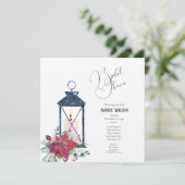 Lanterne de Noël Poinsettia Evergreens Invitation (Debout devant)