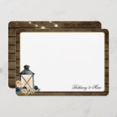 Lanterne et Fleurs Rustique Remercier Carte Note (Devant / Derrière)