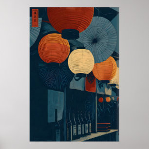 Lanterne Japonaise Art Mural - Marché Nocturne Gra