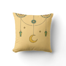 Lanterne Ramadan et Croissant Coussin Décoratif