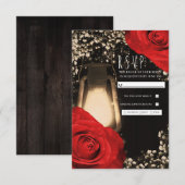 Lanterne Rustique Lueur Roses Rouge Clair Réponse  (Devant / Derrière)