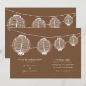 Lanternes blanches et Brown Faire-part de mariage (Devant / Derrière)