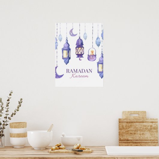 Lanternes couleur pourpre Ramadan Kareem Poster (Cuisine)