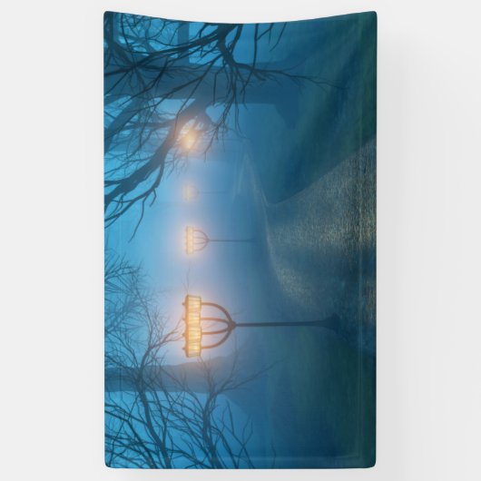 Lanternes dans la bannière du brouillard (Vertical)