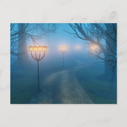 Lanternes dans la carte postale du brouillard (Devant)