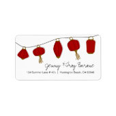 Lanternes d'Asie rouge Étiquette de adresse (Devant)