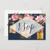 Lanternes de corail bleu marine Floral RSVP (Devant / Derrière)