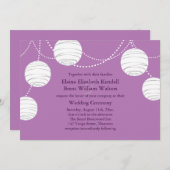 Lanternes de fête sur Faire-part de mariage violet (Devant / Derrière)
