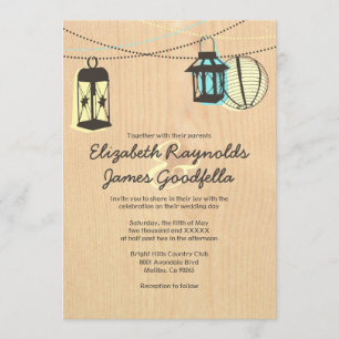 Lanternes de nuit épousant des invitations