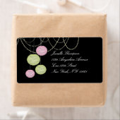 Lanternes de papier vert rose Étiquette de adresse (En situation)