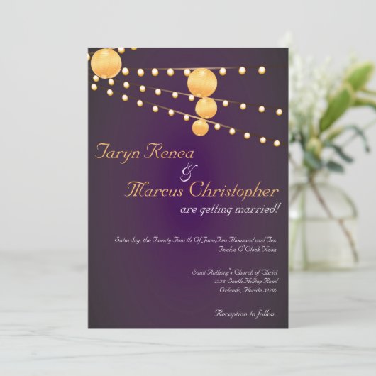 Lanternes en papier 5x7 Faire-part de mariage en l (Debout devant)